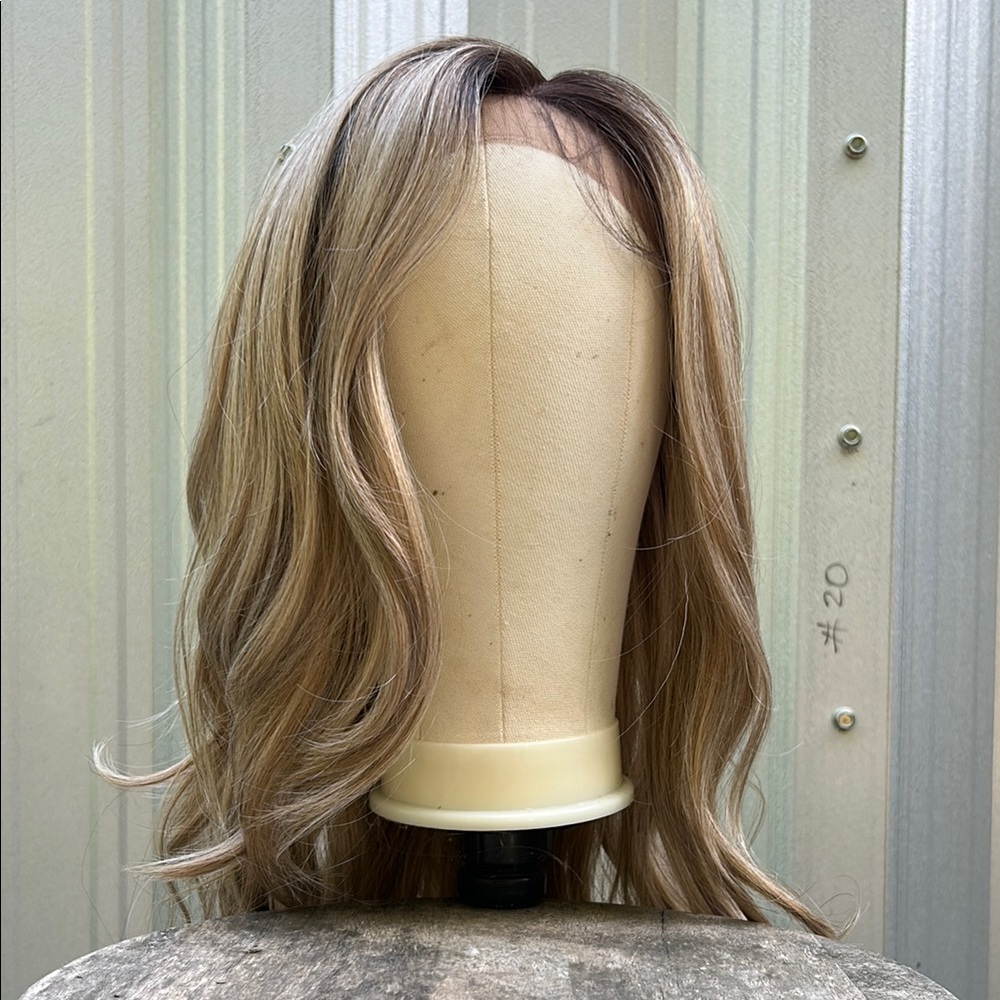 C Part Lace Front Wig Blonde Mix with Dark Roots